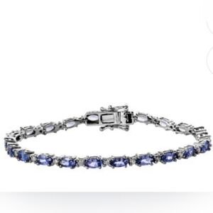 Genuine AAA Tanzanite & Moissanite Tennis Bracelet New!